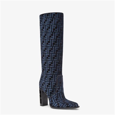 fendi blue white boots|thigh high fendi boots.